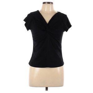 Short Sleeve Black T-Shirt with Twist Detail